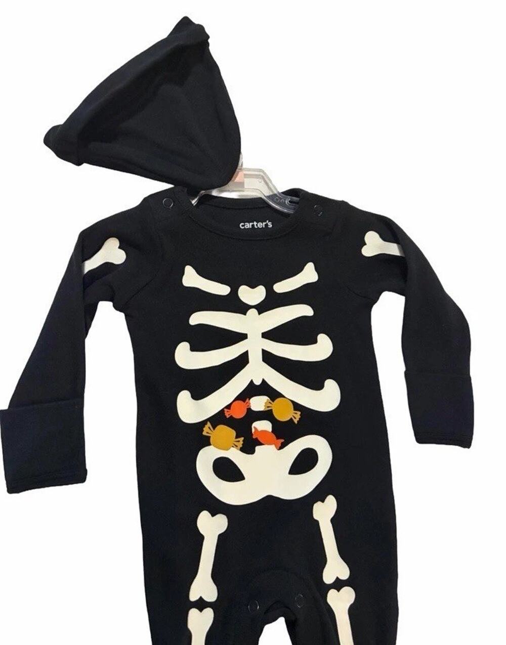 Carter’s Just One You Newborn Skeleton Halloween Costume Footed Romper Hat NWOT